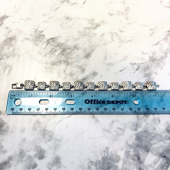 Sterling Silver Square Bracelet Signed Rr 925 - Picture 6 of 7